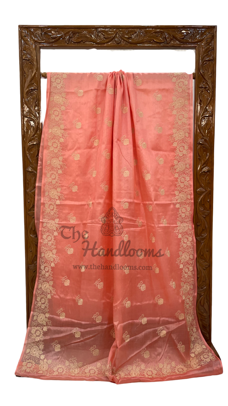 Tussar Silk Handloom Banarasi Saree With Chikankari - The Handlooms