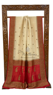 Tussar Georgette Handloom Banarasi Saree - All over kadua work - The Handlooms