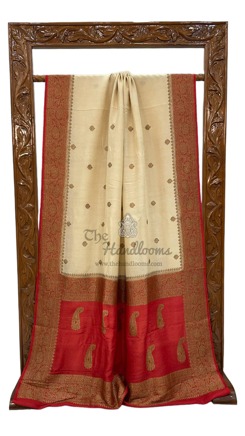 Tussar Georgette Handloom Banarasi Saree - All over kadua work - The Handlooms