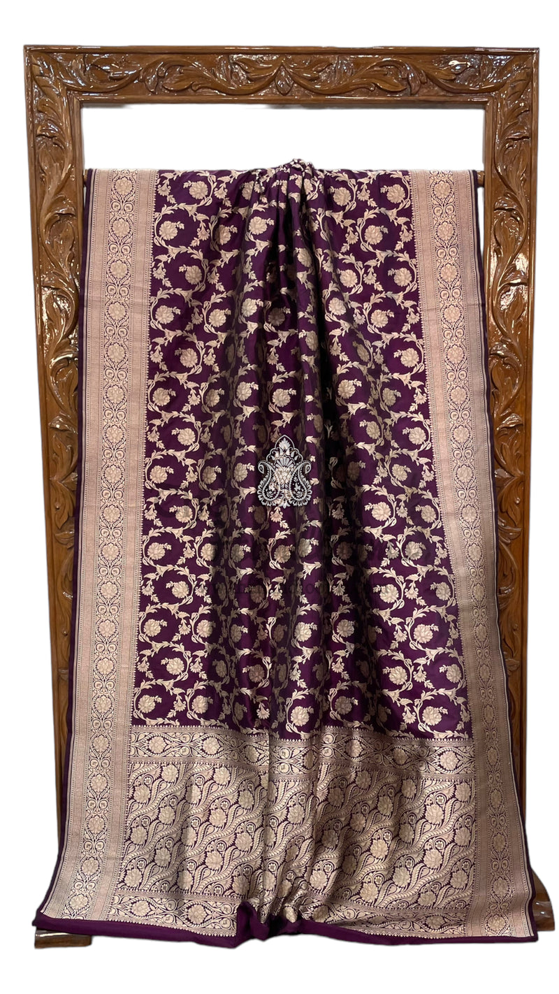 Pure Katan Silk Banarasi Handloom Saree - All over Jaal work - The Handlooms