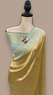 Khaddi Georgette Handloom Banarasi Saree - Tanchui Brocade - The Handlooms