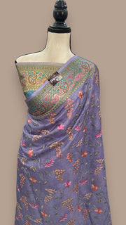 Tussar Silk Handloom Banarasi Saree With Chikankari - The Handlooms