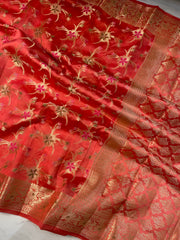 Pure Dupion Silk Banarasi Saree - Gold Zari - The Handlooms