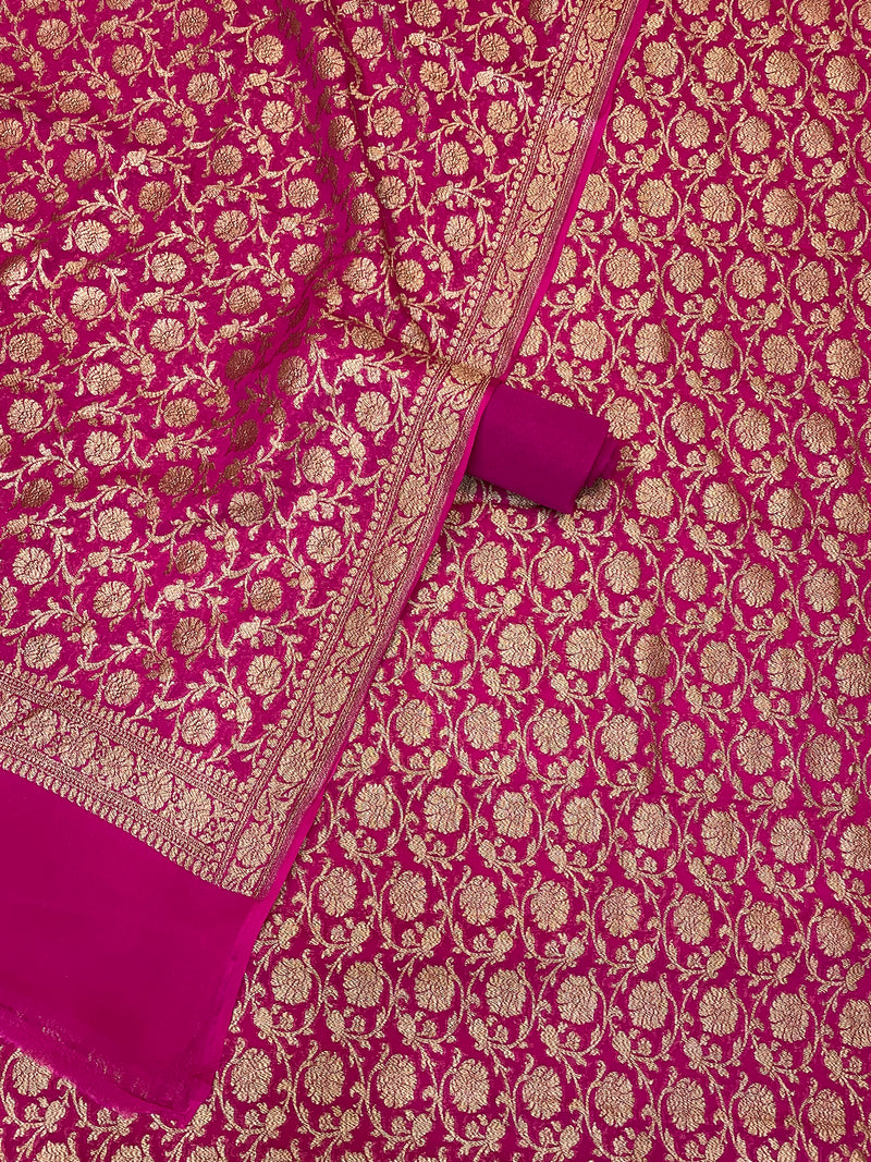 Pure Khaddi Georgette Banarasi Dress material - Antique Zari - The Handlooms