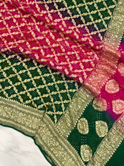Pure Georgette Banarasi Bandhej Handloom Dupatta - The Handlooms