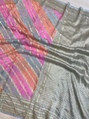 Rangkat Khaddi Georgette Handloom Banarasi Saree - The Handlooms