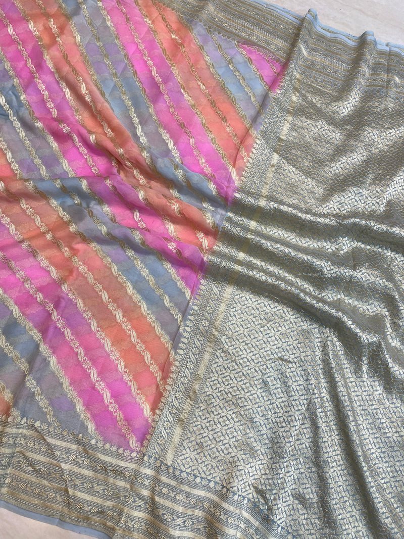 Rangkat Khaddi Georgette Handloom Banarasi Saree - The Handlooms