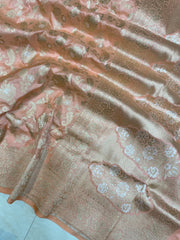 Pure Katan Silk Banarasi Handloom Saree - All over Sona Roopa Jaal work - The Handlooms