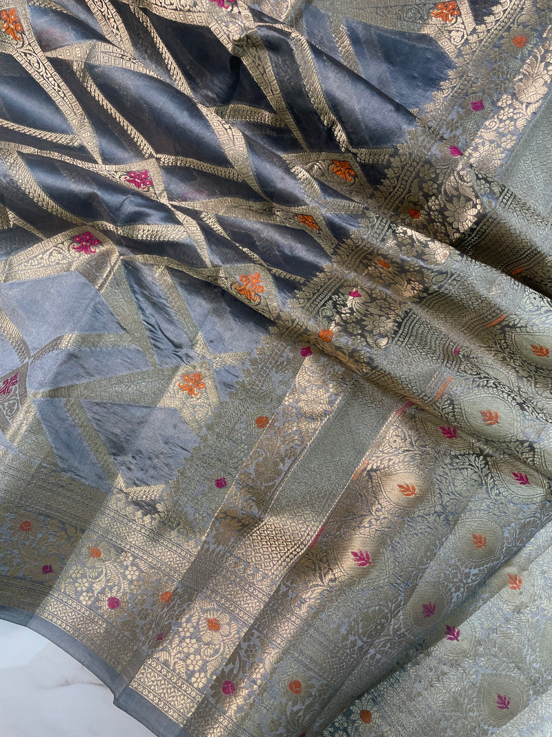 Pure Dupion Silk Banarasi Saree - Gold Zari - The Handlooms