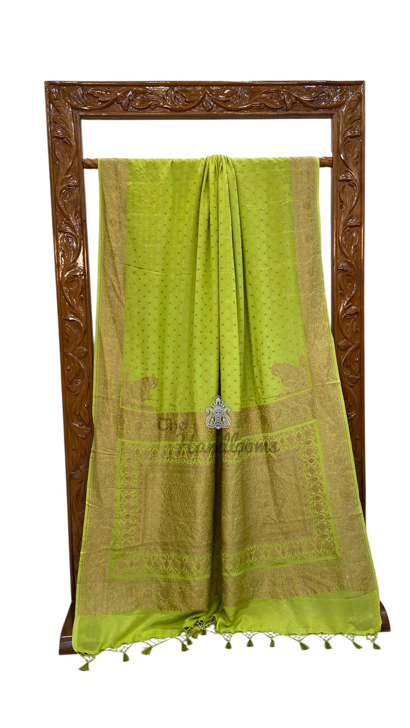 Pure Khaddi Crepe Georgette Handloom Banarasi Saree