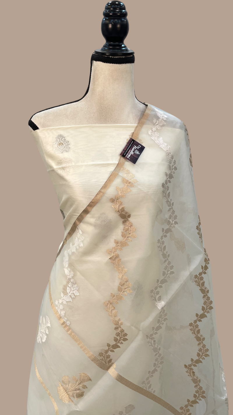 Pure Katan Silk Handlooms Banarasi Dress material With Organza Dupatta - The Handlooms