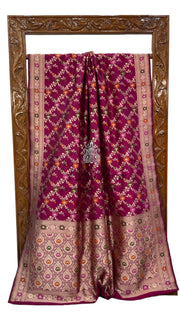 Pure Katan Silk Banarasi Handloom Saree - All over Jaal work with Meenakari - The Handlooms