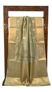Pista Pure Kora Tissue Handloom Banarasi Saree - The Handlooms