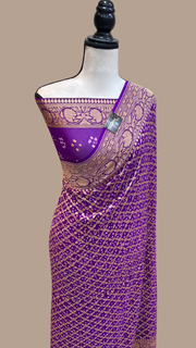 Pure Georgette Banarasi Bandhej Handloom Saree - The Handlooms