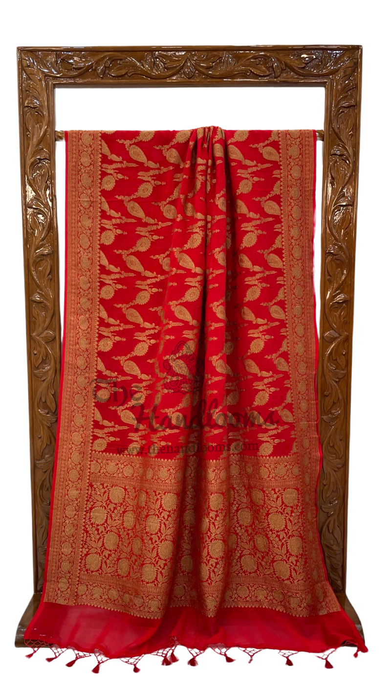Khaddi Georgette Banarasi Saree -  Antique zari - The Handlooms