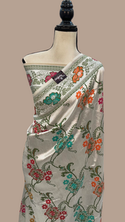 Pure Tussar Georgette Brocade Handloom Banarasi Saree - The Handlooms