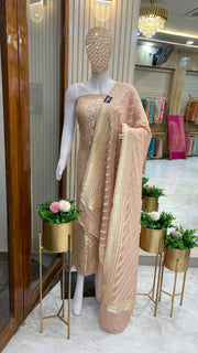 Khaddi Georgette Handlooms Banarasi Dress material - The Handlooms