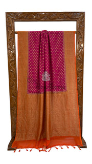 Hot Pink Pure Khaddi Georgette Handloom Banarasi Saree - The Handlooms