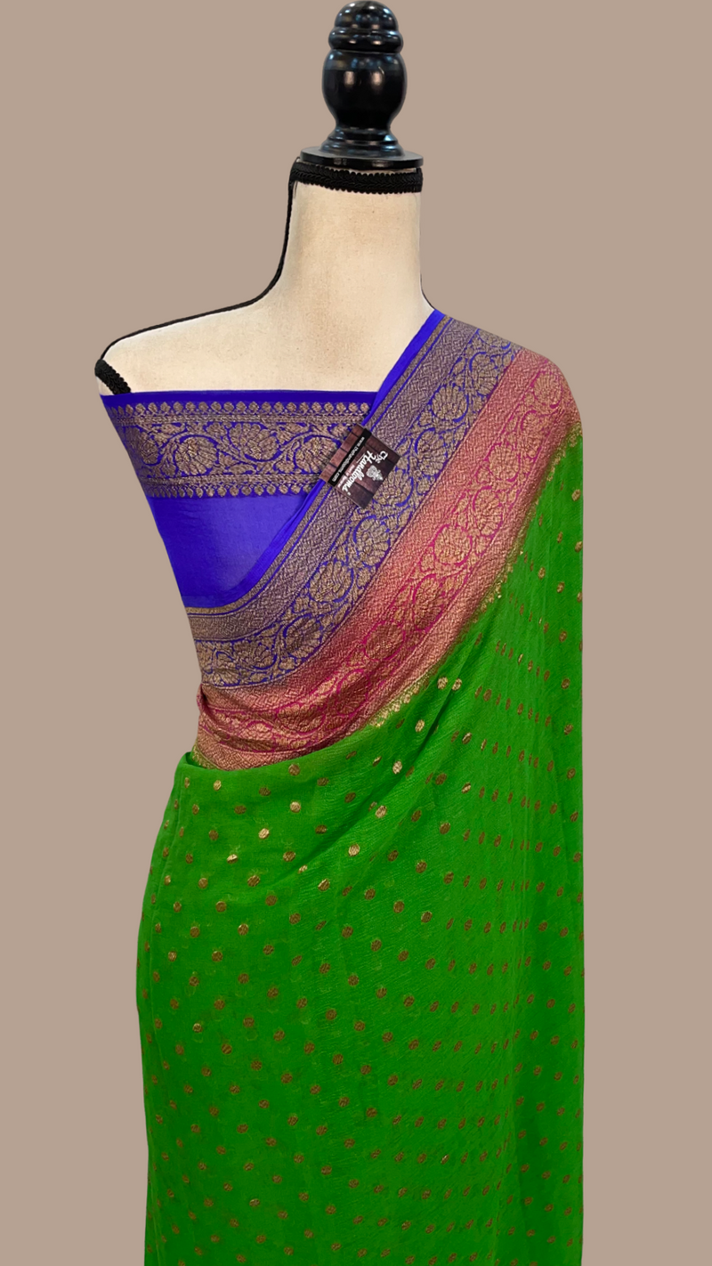 Khaddi Georgette Banarasi Saree -  Antique zari - The Handlooms