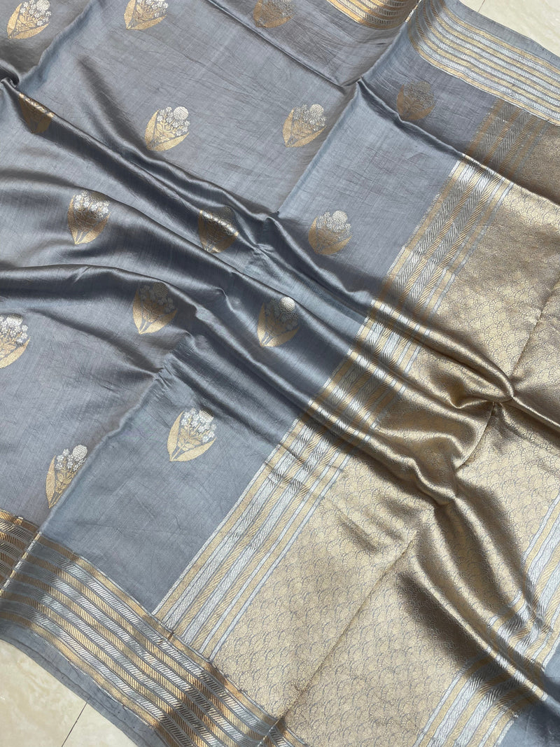 Pure Chiniya Silk Khaddi Handloom Banarasi Saree - The Handlooms