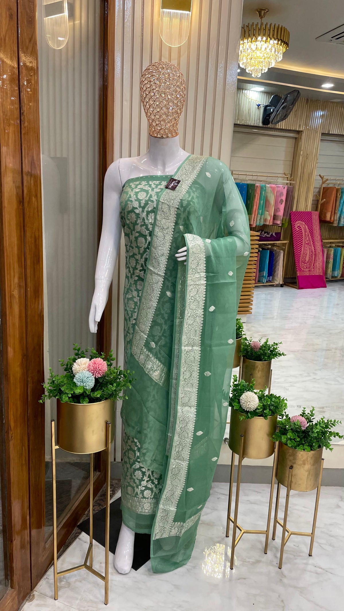 Khaddi Georgette Banarasi Dress material