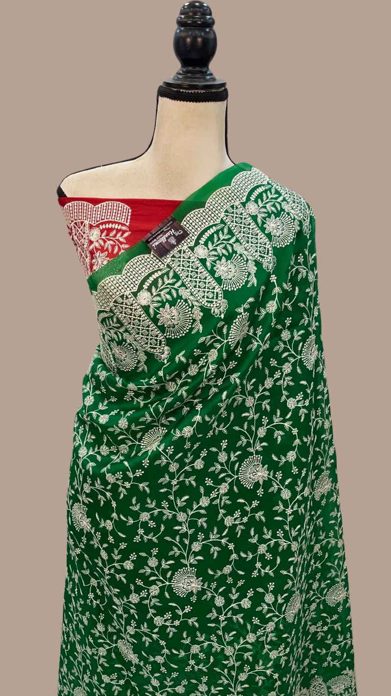 Pure Organza Chikankari Handloom Banarasi Saree - The Handlooms