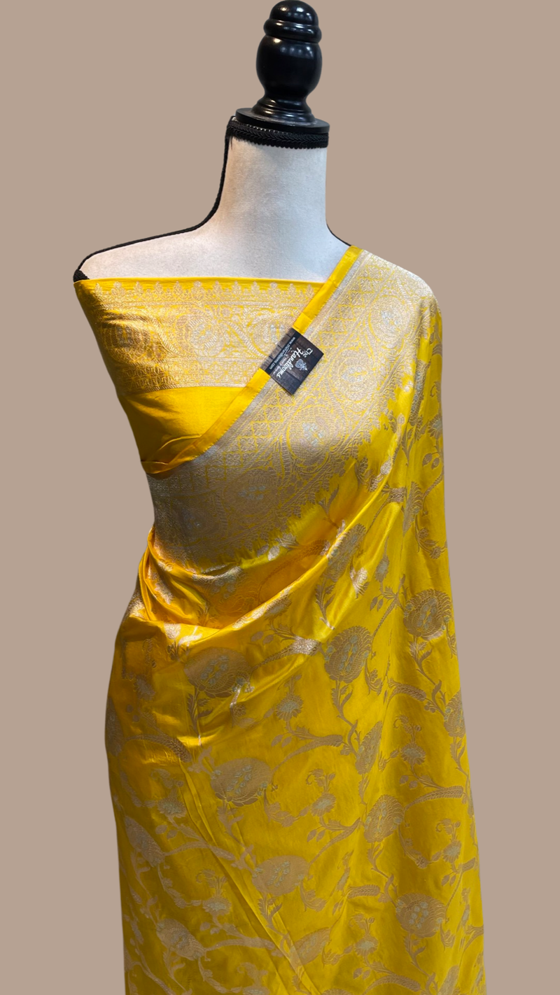 Pure Katan Silk Banarasi Handloom Saree - All over Sona Roopa Jaal work - The Handlooms