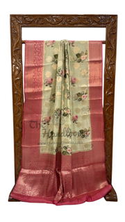 Pure Chiniya Silk Digital Print Handloom Banarasi Saree - The Handlooms
