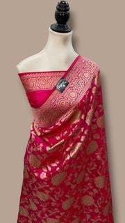 Pure Katan Silk Banarasi Handloom Saree - All Over Jaal Work With Meenakari - The Handlooms