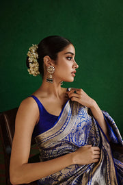 Janhavi Kapoor in Purple Pure Katan Silk Banarasi Handloom Saree - Tanchui Brocade - The Handlooms