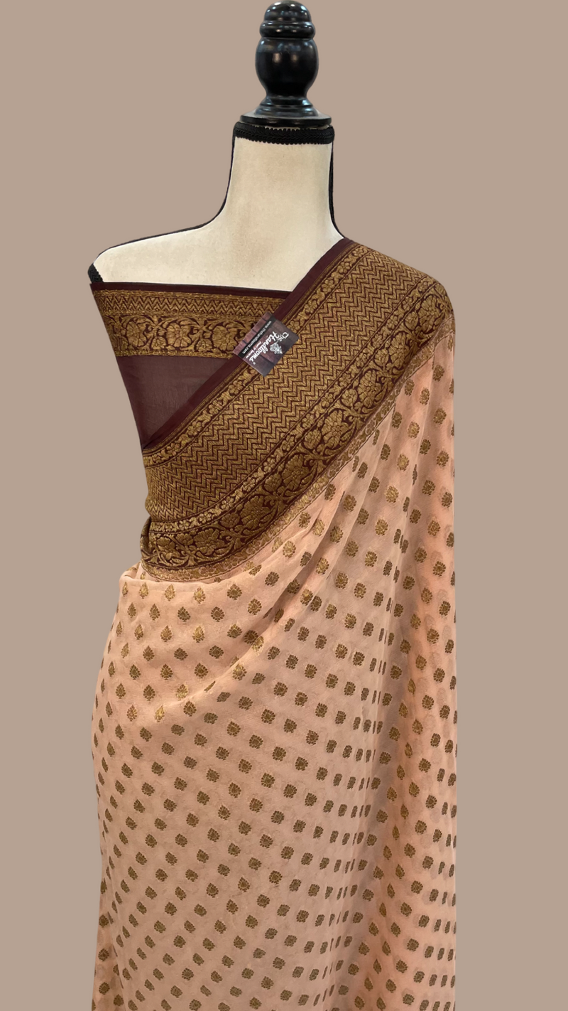 Khaddi Georgette Banarasi Saree -  Antique zari - The Handlooms