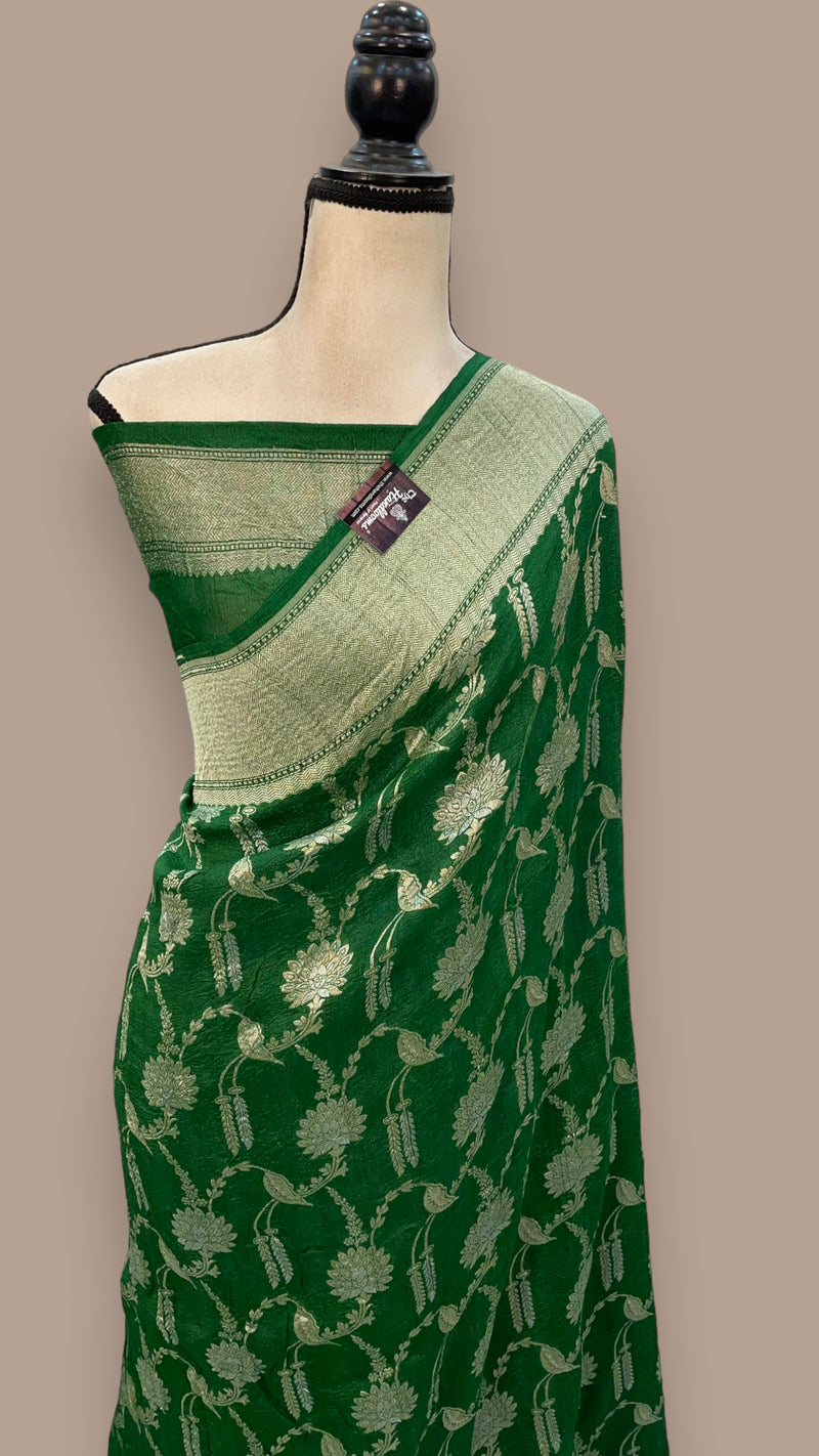 Tussar Georgette Handloom Banarasi Saree - The Handlooms
