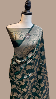 Pure Katan Silk Banarasi Handloom Saree - All Over Jaal Work - The Handlooms