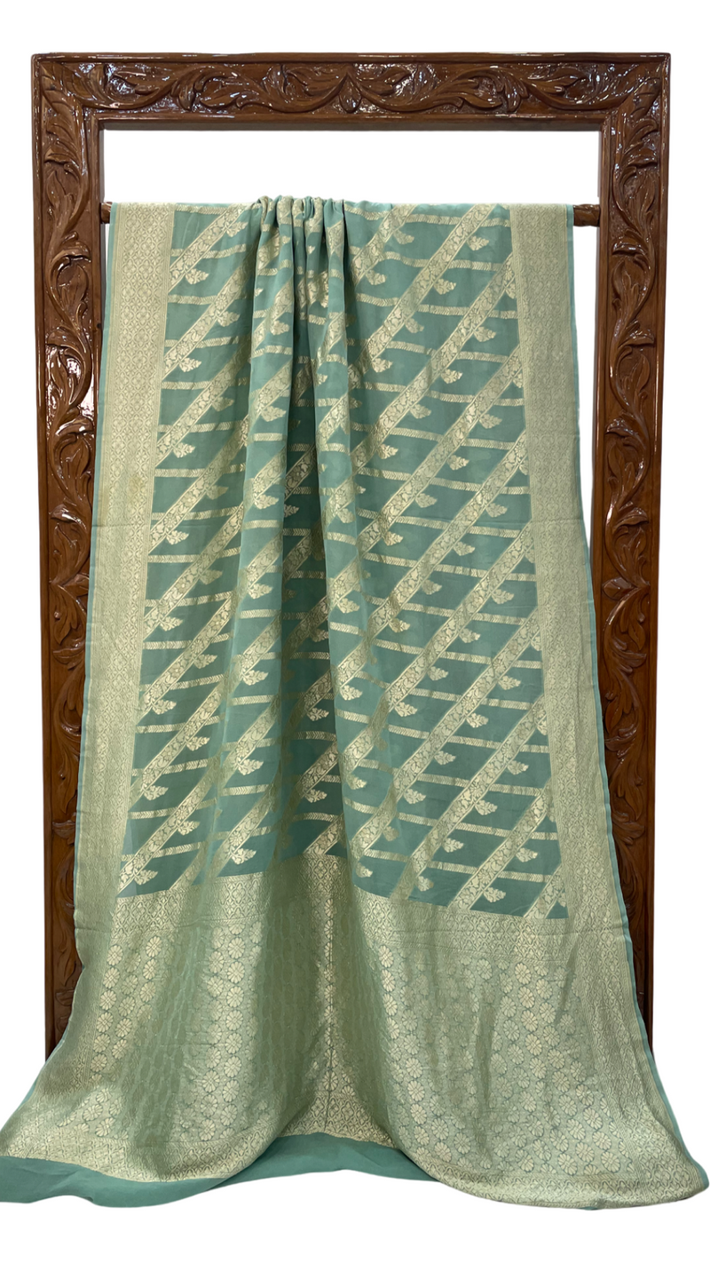 Pure Khaddi Georgette Handloom Banarasi Saree - Water zari - The Handlooms