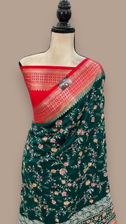 Pure Chiniya Silk Handloom Banarasi Saree with Chikankari - The Handlooms