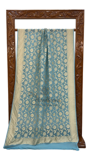 Pure Khaddi Georgette Dupatta - water zari - The Handlooms