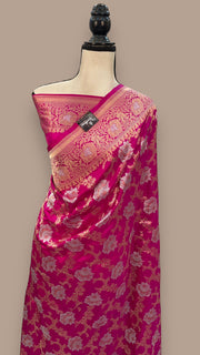 Pure Katan Silk Banarasi Handloom Saree - All over Sona Roopa Jaal work - The Handlooms