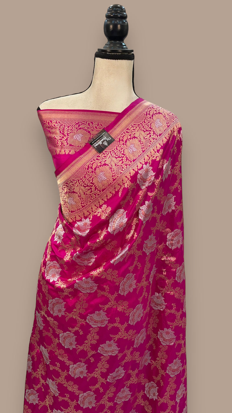 Pure Katan Silk Banarasi Handloom Saree - All over Sona Roopa Jaal work - The Handlooms