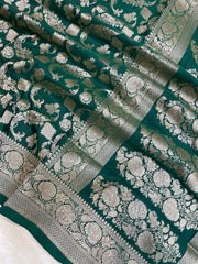 Pure Katan Silk Banarasi Handloom Saree - All Over Jaal Work - The Handlooms
