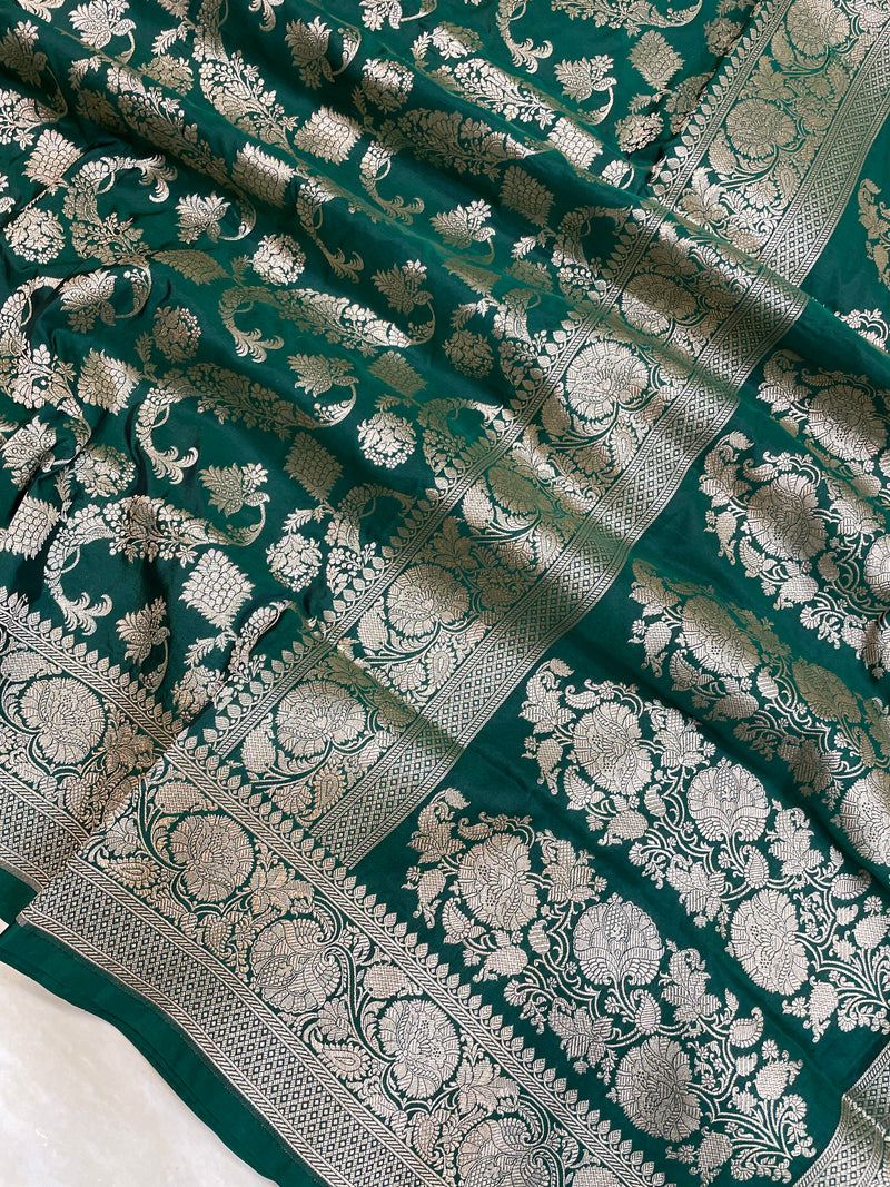 Pure Katan Silk Banarasi Handloom Saree - All Over Jaal Work - The Handlooms
