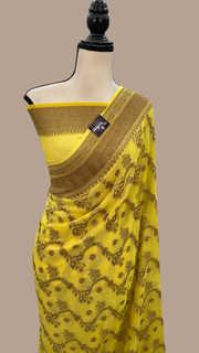 Khaddi Georgette Banarasi Saree -  Antique zari - The Handlooms