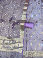Mauvee Pure Kora Tissue Handloom Banarasi Dress material - The Handlooms