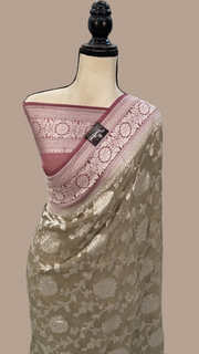 Khaddi Georgette Handloom Banarasi Saree - The Handlooms