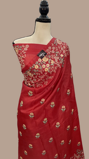 Tussar Silk Handloom Banarasi Saree With Chikankari - The Handlooms