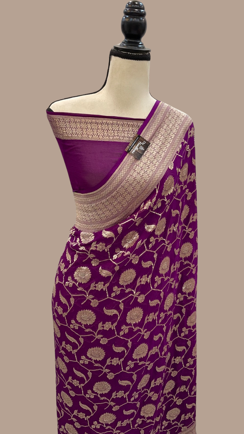 Khaddi Georgette Handloom Banarasi Saree - The Handlooms