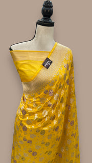 Pure Katan Silk Banarasi Handloom Saree - All over Jaal work - With Meenakari - The Handlooms