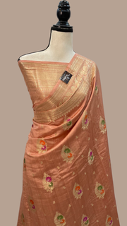 Pure Dupion Silk Banarasi Saree - Gold Zari - The Handlooms