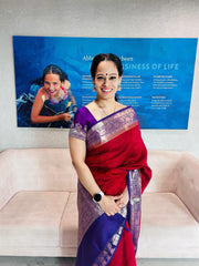 Red Pure Mango Silk Banarasi Handloom Saree - The Handlooms