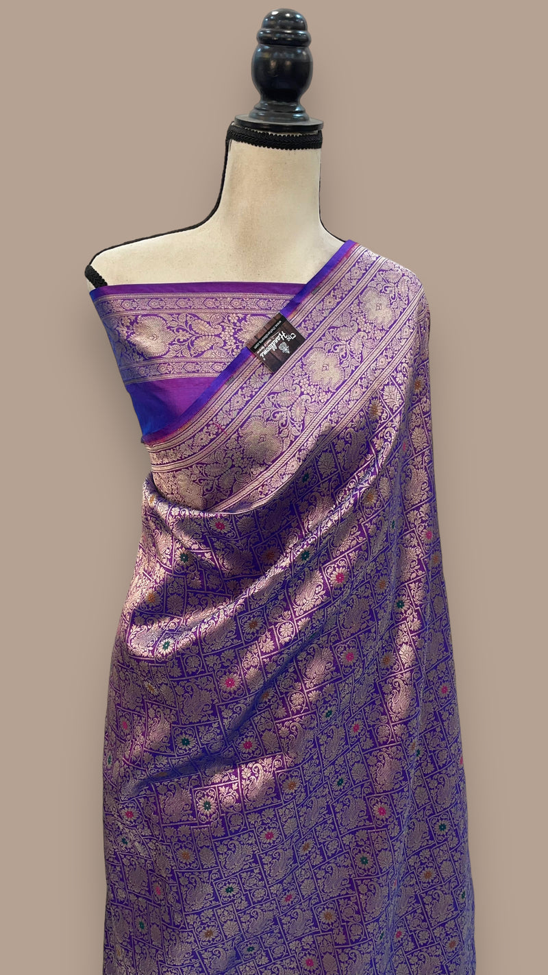 Pure Katan Silk Banarasi Handloom Saree - Tanchui Brocade With Meenakari - The Handlooms