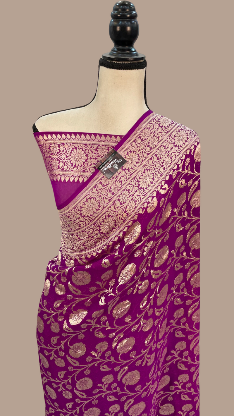 Khaddi Georgette Handloom Banarasi Saree - The Handlooms